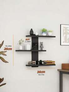 1pc Multi Layer Fiberboard Wall Mounted Storage Shelf Space Saving Multifunctional Display Rack For Office Home Decor For Statue Figurine Collectible Ornament Beautiful Practical Home Organization Wall Shelf Gift - Black - View 9