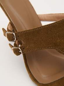 Nöista Sandal cao gót mũi vuông, kiểu xỏ ngón dành cho nữ. - Màu Khaki - Xem 8