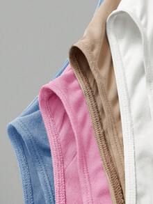 SHEIN BASICS 4pcs/Set Bodysuit Rajut Kasual Warna Polos Leher Bulat Lengan Pendek untuk Wanita Pakaian Musim Panas - MultiWarna - View 8