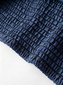 GlowEve CURVE Elegantes figurbetontes gewebtes Damen-Top in Große Größen, trägerlos, mit geraffter Brust, geeignet für Dates, Treffen und Urlaub - Blau - Übersicht 6