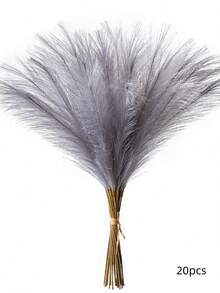 50pcs Grey Faux Pampas Grass Artificial Reeds Large Tall Fluffy Boho Decor Wedding Party Decoration Home Living Room Bedroom Decor Vase Filler DIY Photoshoot Props Gift Fall Autumn Decor Artificial Plants - Grey - View 8