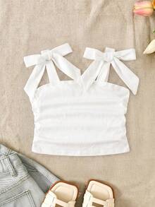 SHEIN Little Byeori 【随机6件，送1件】惊喜盒！！！！30%概率随机获得2件休闲背心、柔软夏季上衣、衬衫、夏季服装、短裤、背心、吊带背心、抹胸、束身衣、内衣、白色上衣、度假可爱上衣、少女无袖柔软上衣、夏季上衣、夏季短裤、背心。 - 白色 - 查看 8