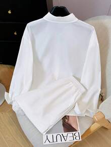 Resyla Vintage Casual Loose Cotton 2 Pieces Set, Fashionable & Versatile - White - View 2
