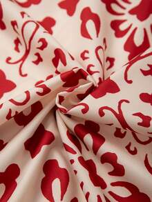 Linhara Kemeja Kerah Potongan Motif Bunga Ukuran Besar - Merah - View 7