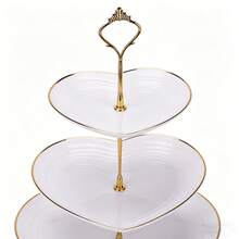 Soporte para tarta de 3 niveles con forma de corazón, para bodas creativas, fiestas de cumpleaños, dulces, postres, meriendas, té de la tarde, Día de San Valentín, boda de San Valentín, cumpleaños, Pascua, recuerdos de fiesta, fiestas, Día de San Valentín, Día de San Valentín negro, boda de San Valentín - Blanco - Ver 2