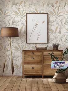 1 Rollo de papel tapiz autoadhesivo con hojas y flores de estilo bohemio otoñal, papel de contacto impermeable y removible para muebles, gabinetes de cocina y cajones, fácil de instalar - Unitalla - Ver 1