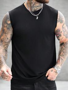 Manfinity CasualCool 男士休闲针织纹理背心 - 黑色 - 查看 4