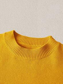 Mercer Haus Men's Summer Casual Crew Neck Solid Color Short Sleeve Knit Top - Mustard Yellow - View 5