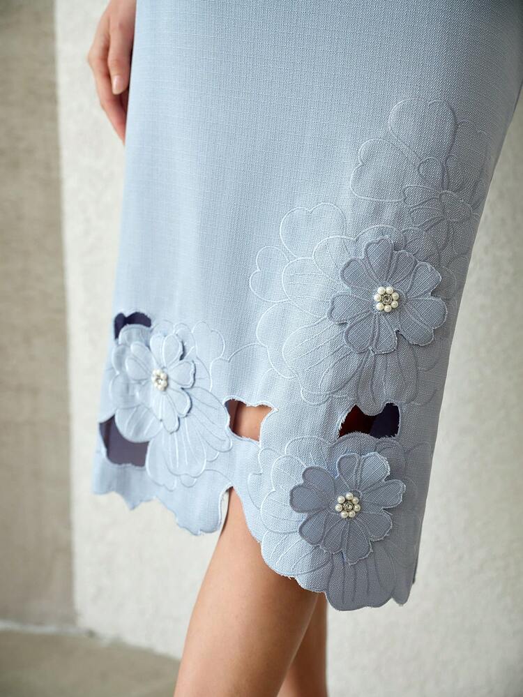 ELEGANT 3D EMBROIDERED LONG DRESS FOR WOMEN