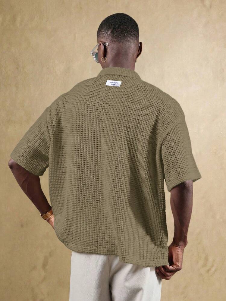 SUMWON Cropped Open Knit Polo Shirt