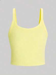 Franclia Women's Tank Top, V-Neck, Comfortable And Fitted, Lemon Embroidery, Refreshing And Lively Style, Lemon Yellow Top, Best-Selling Style For Summer - Yellow - View 2
