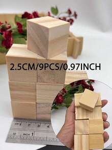 两种尺寸：2.5厘米和5厘米方形未加工木块，DIY工艺模型材料，适用于家居装饰、圣诞节礼物填充物、节日礼物创意等，必备单品 - 原木色 - 查看 15