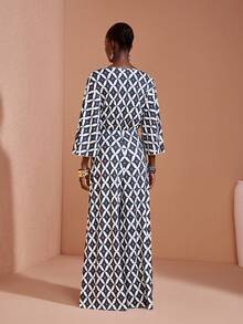 JIAN LASALA All-Over Print V-Neck Overlap Women Wide-Leg Jumpsuit Casual Boho Vacation Summer - Multicolor - View 2