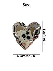 Joivida 1pc Heart-Shaped Mirror Surface Phone Grip, Homemade Decorative Phone Stand, Portable Desktop Handheld Fixator, Travel Accessory, Bag Accessory, Valentine's Day Gift, Birthday Gift For Women And Collectors,Spring To Summer - bracket - View 4