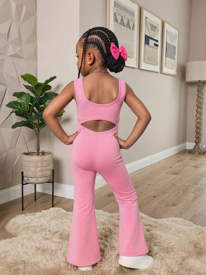 SHEIN Young Girl Solid Color Knit Jumpsuit