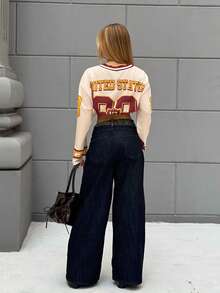 BiaLiraa Quần Jeans Nữ In Họa Tiết Da Báo, Thường Ngày & Thời Trang Cho Mặc Hàng Ngày Y2k, Quần Jeans Rộng - Rửa tối - Xem 2