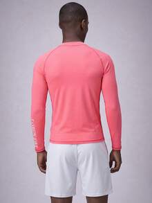 ZELFYO Set de 2 piezas con Top de manga larga con estampado de letras y bóxer de natación para hombre - Rosado Sandía - Ver 2