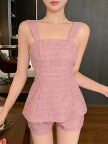 Joudiya Blusa rosa sem costas com laço, perfeita para primavera e verão. Ideal para o Dia dos Namorados, casamentos, festas e ocasiões formais. Elegante e moderna blusa sem mangas para o escritório. - Violeta vermelha - Ver 4