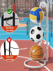 1 Multi Layer Sports Ball Storage Rack For Basketball Football Volleyball Organization Home Garage Living Room Must Have Accessory - White - View 9