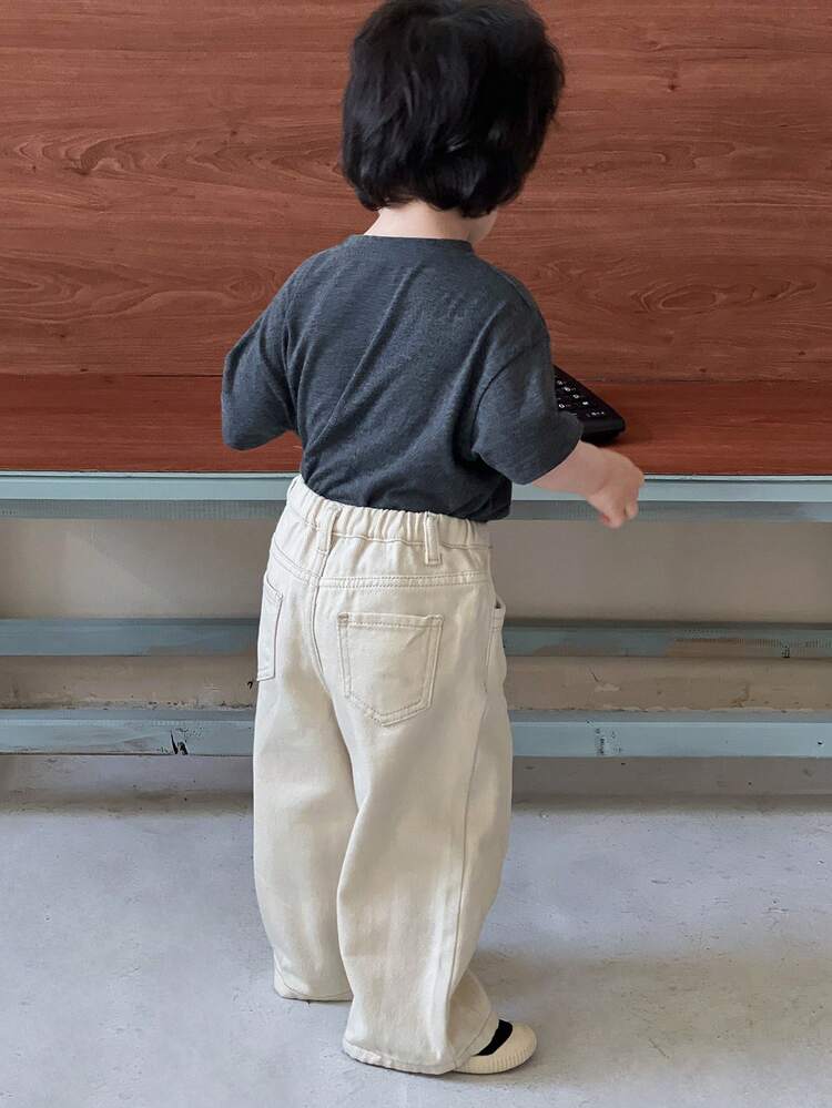 Baby Boys Loose Solid Color Korean Style Denim Vacation