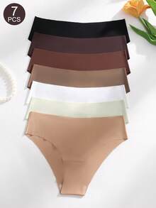 SHEIN 7 chiếc quần bikini nữ tối giản, cạp thấp, không đường may - Nhiều màu - Xem 3