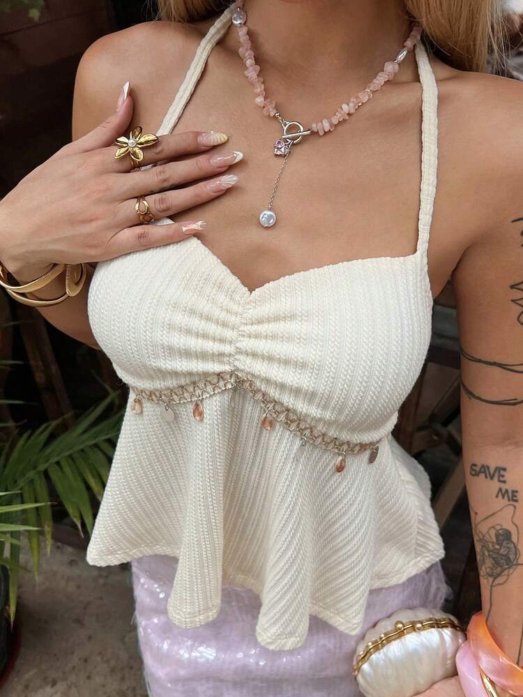 Women's Casual Vacation Beach Tie-Up Camisole, Suitable For Spring And Summer
