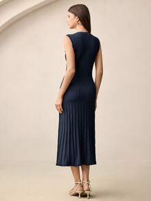 BizChic Abito da donna di media lunghezza con bottoni, elegante casual per vacanze, feste, appuntamenti, invitati a matrimoni, Festa dell'Indipendenza, stagione di laurea, festival musicali, snellente, elegante, versatile, di alta gamma, estivo, per eventi sociali, raduni, uscite, spiaggia, ufficio, uso quotidiano, stile francese vintage minimalista e fresco - Blu Navy - Visualizzare 2