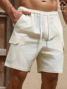 VENTUSAIL Quần short cargo nam màu be, kiểu dáng thường ngày, thích hợp cho mùa xuân/hè. - Màu be - Xem 1