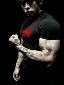 RISE LYT Men's Regular Length Athletic Black Graphic Short Sleeve Training Shirt - Black - View 3