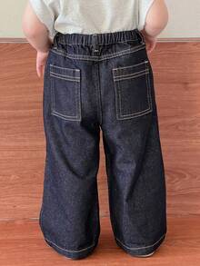 DAZY Quần jean denim dáng rộng thoải mái kiểu Hàn Quốc cho bé trai - Màu xanh lam - Xem 2