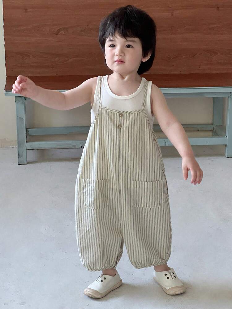 Baby Boy Casual Comfortable Striped Jumpsuit Summer