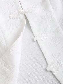 Sweetra Áo blazer nữ mùa hè mỏng nhẹ, cao cấp, thiết kế cúc hình ếch kiểu Trung Quốc mới, chất liệu màu ngà voi, họa tiết tinh tế. - Màu be - Xem 4