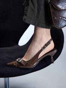CUCCOO GRLICON Tacones altos de estilo punk Y2K para mujer, adecuados para primavera/verano, vacaciones, viajes, estilo de los 2000 - Café integral - Ver 5