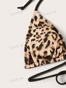 SHEIN Swim Summer Beach Leopard Halter High Waisted Bikini Set - Multicolor - View 3