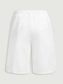 Courvante Herren weiße 2-in-1 Sportshorts, doppellagig gestrickt Tennis Sport mit Kordelzug Taschen, Sommer Lässig Urlaub - Weiss - Übersicht 4