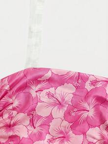 SHEIN 少女简约舒适褶皱弹力修身休闲吊带背心 - 淺粉色 - 查看 4