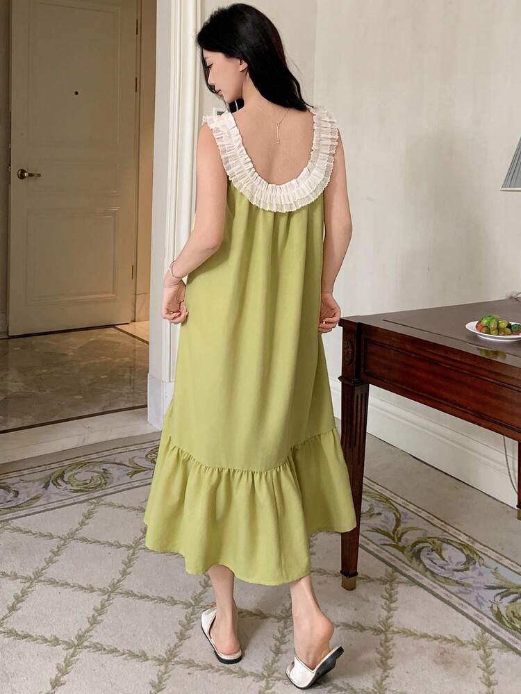 Women's Patchwork Pleated Casual Nightgown For Everyday Wear