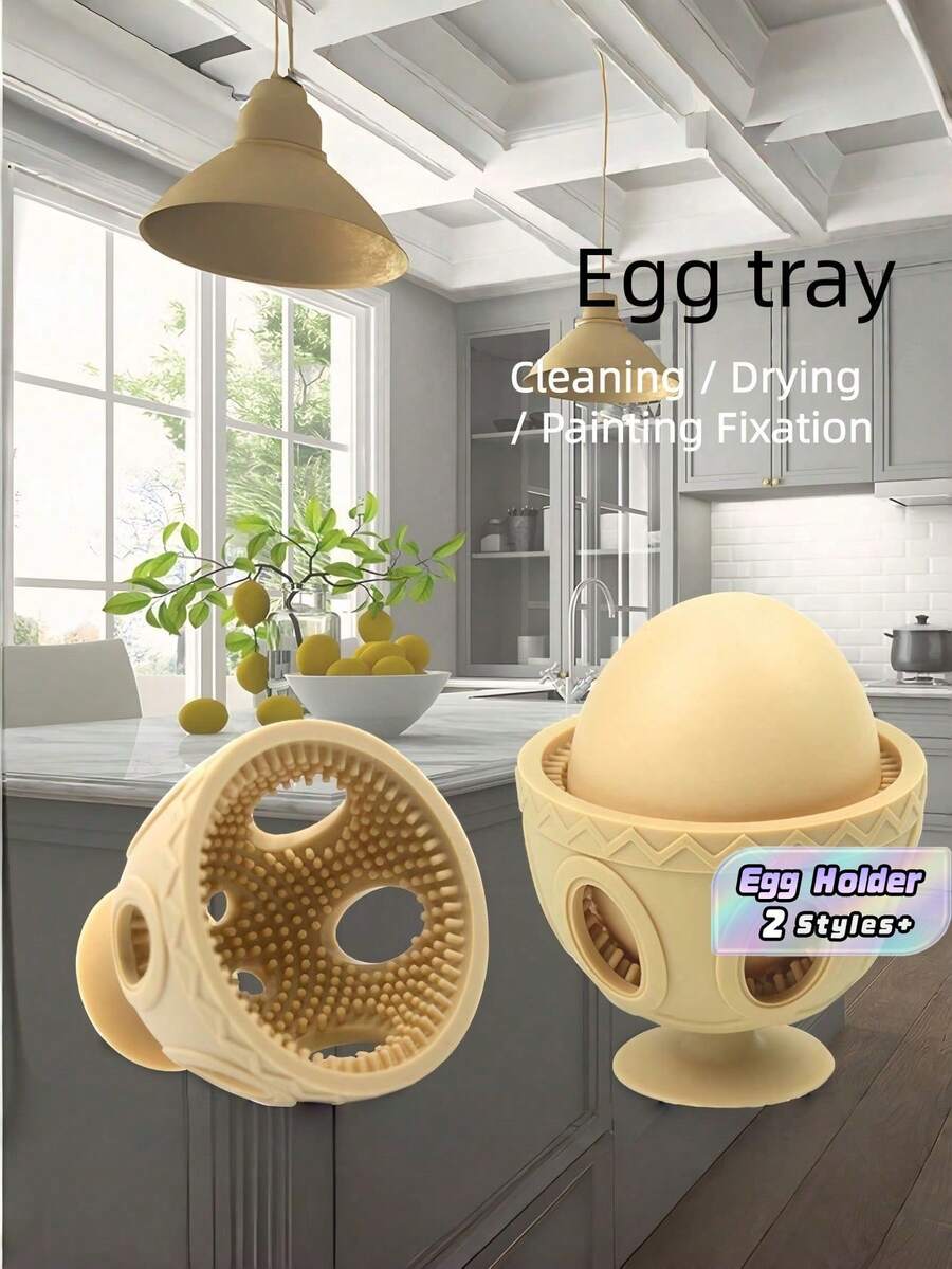 1/2PCS Silicone Egg Brush Rotating Egg Cleaner Washer Brush Silicone Cleaning Tool Egg Holder Kitchen Gadget Creative Kitchen Tool For Egg Washing Art Creation Helper - Multicolor - View 1