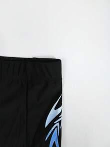 Manfinity Swimmode 男士字母印花松紧腰休闲泳裤 - 藍色 - 查看 7