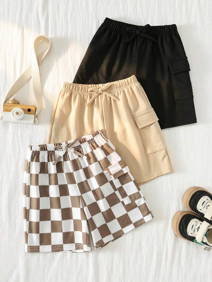 Bộ 3 quần short dệt kim thoải mái, có túi, dành cho bé trai, kiểu dáng thường ngày. - Nhiều màu - Xem 1