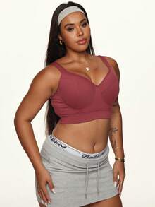Core Rhythm Plus Size High Support Fixed Cup Sports Bra, Lift And Shape Bust, Breathable Y2k Twilight - Watermelon Pink - View 2