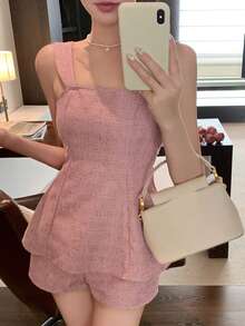 Joudiya Blusa rosa sem costas com laço, perfeita para primavera e verão. Ideal para o Dia dos Namorados, casamentos, festas e ocasiões formais. Elegante e moderna blusa sem mangas para o escritório. - Violeta vermelha - Ver 6