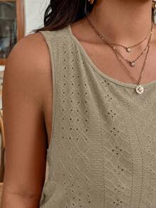 Áo tank top cỡ lớn, màu trơn, lưng chéo, khoét lỗ - Màu be - Xem 8