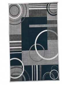 1PC Washable Carpet, Modern Geometric Pattern, Suitable For Living Room, Bedroom, Office, Striped & Circular Design, Contemporary Distressed Style, Low Pile, Neutral Soft, Patchwork Square Pattern, - multicolor - View 10