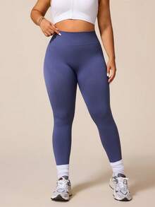 Rhythm Era Quần legging thể thao màu trơn dành cho nữ cỡ lớn, kiểu dáng thường ngày, đa năng. - Màu xanh hải quân - Xem 3