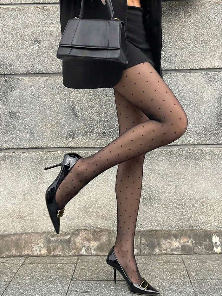 Women's Sexy Sheer Polka Dot Mesh Leggings Y2k Summer
