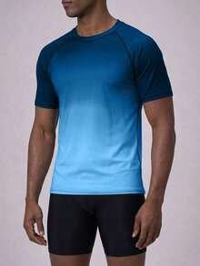 CoralVoy Herren Gradienten Farbig Kurzarm Rashguard - Blau - Übersicht 6