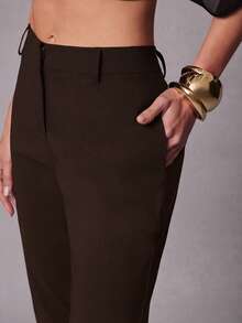 Hauture Women's Tailored Stretch Capri Trouser Teachers' Day Brunch Office Dark Brown Summer Casual - Cocoa - View 6