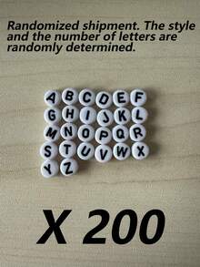 100/200/500颗字母珠，用于珠宝制作DIY串珠字母图案时尚名字手链项链，女士手工艺品小本生意用品 - 黑色 - 查看 11