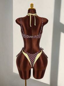 Nitbehå för kvinnor, punkig sexig Y2K-stil, lämplig för musikfestival, semester, avantgarde sexig - Brun - Visa 8